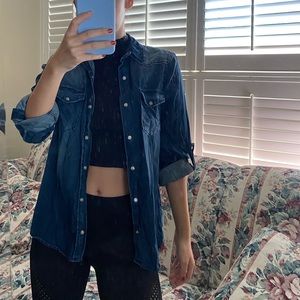 Zara denim shirt with floral back design